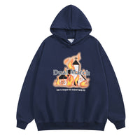 Men's Winter Thick Loose Flame Print Pullover