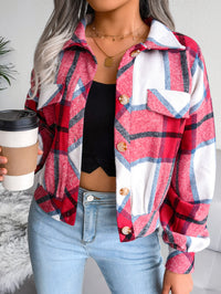 Plaid Lantern Sleeve Wool Coat Jacket