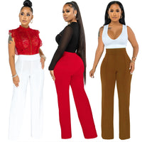 Fashionable Straight-leg Pants With A Back Zipper