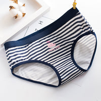 Cotton Mid Waist Cartoon Printed Starfish Combination Women's Briefs