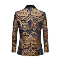 Men's Jacquard Suit Top Black Flannel Collar