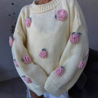 American And European-style Floral-decorated Sweater