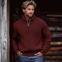 Mens Printed Long-Sleeve Zip-Up Hoodie Top