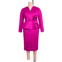 Plus-size Womens 3D Floral Ruffled Hem Dress