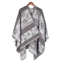 Autumn And Winter Women's Jacquard Split Shawl Flower Cloak