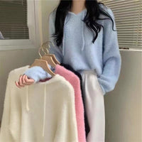 Hooded Fashion Short Hooded Knitted Sweater