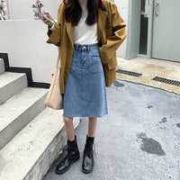 Large Denim Skirt For Women With Versatile High Waist