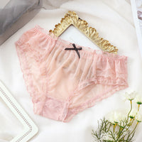 Mid Waist Japanese Sweet Mesh Black Underwear