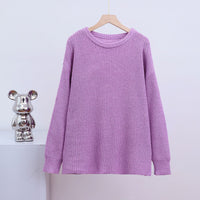 Relaxed-fit Crew-neck Solid-color Long-sleeve Laid-back Style