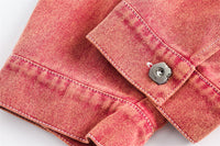 Abstract Embroidered Washed Denim Jacket