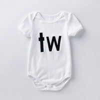 Cartoon animal alphabet black white baby romper