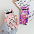 Marble splicing geometric electroplated mobile phone case
