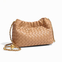 Cloud-shaped Woven Handbag With Gold Beads Chanel-style Chain And Shouldercrossbody Strap