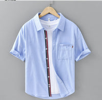 Japanese Style Simple Color Matching Short Sleeve Shirt