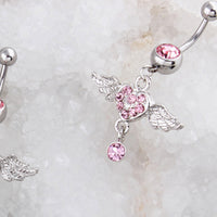 Fashion Peach Heart Hypoallergenic Belly Button