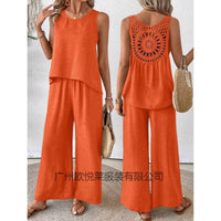 Casual Chic Elegant Floral Set With Hollow-Out Back