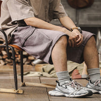 American Retro Dirty Dyed Workwear Shorts Men's Summer