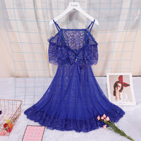Sexy sling nightdress female lace perspective outfit