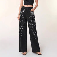 Casual Loose-Fitting, Slimming Straight-Leg Denim Trousers