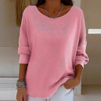 Womens Crew-neck Long-sleeve Pullover Top
