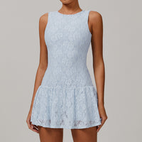 Nude Feel Dress Stitching Mesh Breathable Zipper Dress