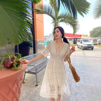 Lace Hollow-out Tassel Dress