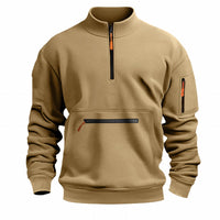 Men's Stand Collar Zipper Sweater Casual Fleece Sweater