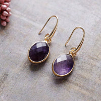 Natural Stone Crystal Geometric Eardrops Ear Hooks Earrings