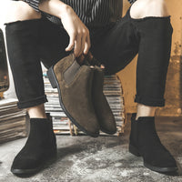 Men's leather pointed toe high-top boots