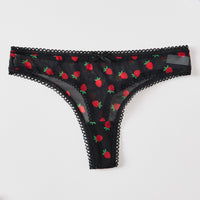 Womens Thong Seamless Breathable Mesh Printed Sexy Underwear