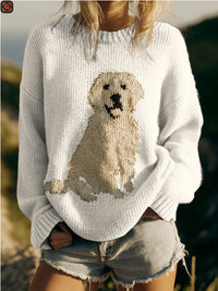 Casual Crew-neck Faux Sweater Loose-fit Knit Top
