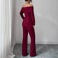 Burgundy Suit Dress For Women French-style Off-shoulder Design With An Elegant High-end Vibe