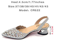 Party Pointed Toe Women's Shoes Back Empty Elastic Band Diamond Face Square Crystal Bag