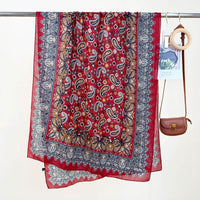 Women's High-grade Versatile Classic Pattern Travel Sun Protection Silk Scarf Shawl