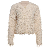 Womens Fashion Knitted Tassel-Trimmed Button-Up Sweater Coat