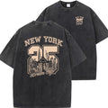 New Vintage Print Washed Short-sleeved T-shirt