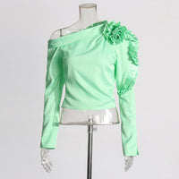 Women's Patchwork Ruffled Floral Long Sleeved Shirt