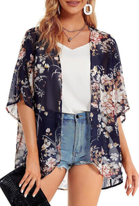 New Beach Bikini Sun Protective Blouse Vacation Chiffon Printed Cardigan