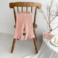 South Korea Children's Clothing Autumn Girls Candy Color Knitted Bell-bottom Pants