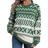 Intellectual Style Unique Long Sleeve Round Neck Knitted Sweater