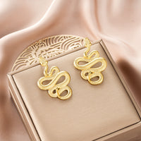 Oval Stainless Steel Earrings, Trendy Geometric Heart Texture, 18K Gold Plated Ear Studs, Titanium Steel