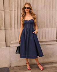 Sexy Retro Strapless Denim Dress For Women