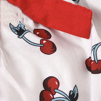 Summer Sleeveless Cherry Print Backless Lace Up Romper Suit