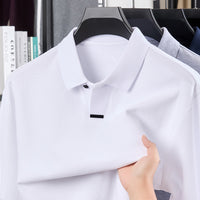 Men's Cotton Polo Shirt Loose Breathable Lapels Long Sleeve
