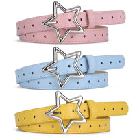 Children's Five-pointed Star Alloy Buckle Women's Belt Full Hole Dress Jeans Belt Female