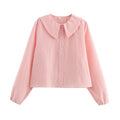 European And American Style Fashion Small Round Lapel Plaid Shirt