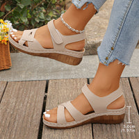 Plus Size Peep Toe Sandals Outer Wear Velcro