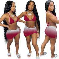 Fashion Sexy Summer Gradient Bikini Halterneck Swimsuit