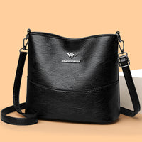 Multi-layer Soft Leather Bucket Large Capacity Women's Shoulder Messenger Bag