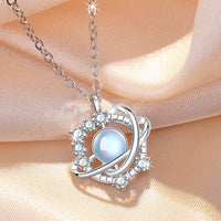 Moonstone Planet Necklace Female Rhinestone Niche Pendant Clavicle Chain